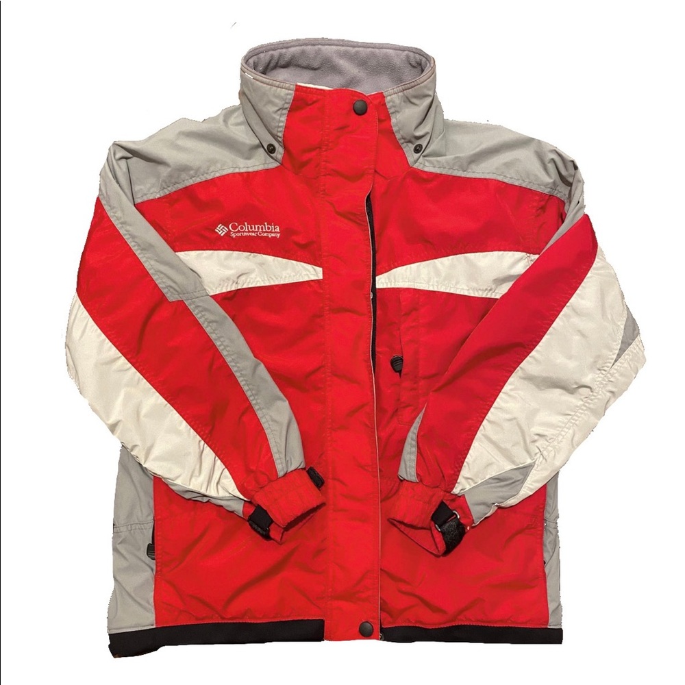 Red and gray Y2K Columbia coat